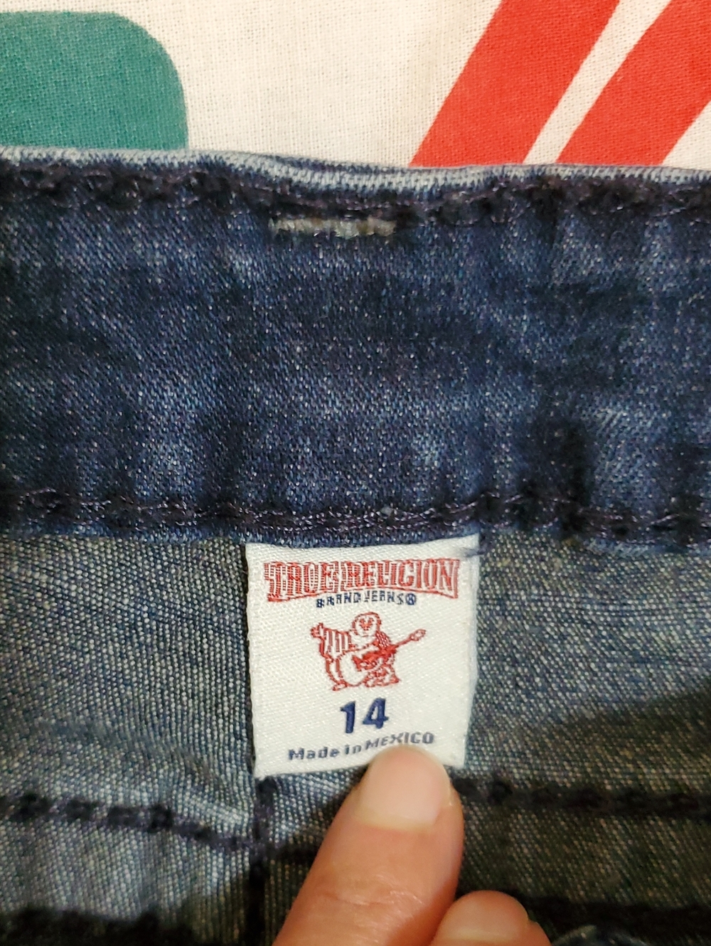 True Religion Youth's Navy Blue Denim Jeans with Red Logo Tag (unisex)